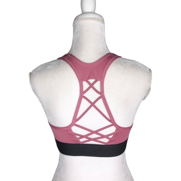 Victoria Sport pink black sports bra small Victoria’s Secret workout strappy bra - Picture 5 of 11